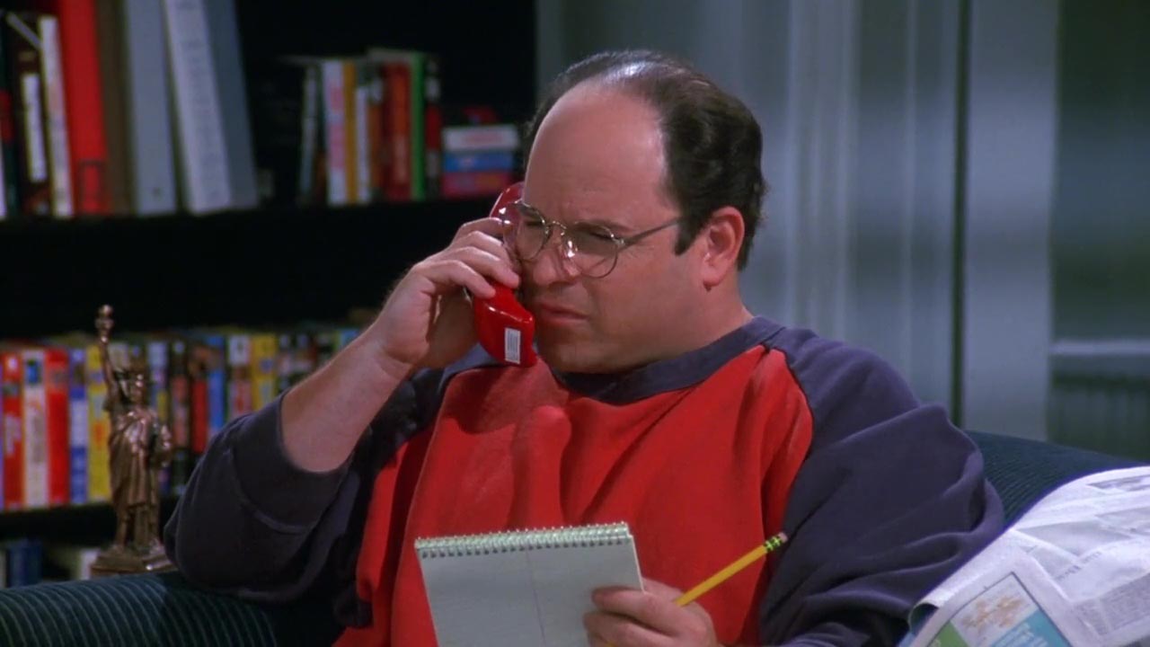 Frank: (on the phone) Sorry, George, our Chinese food just came. Talk to you later.