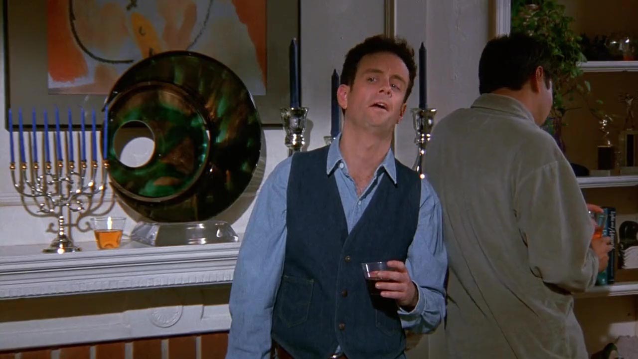 Elaine: I got denim vest checking me out. 